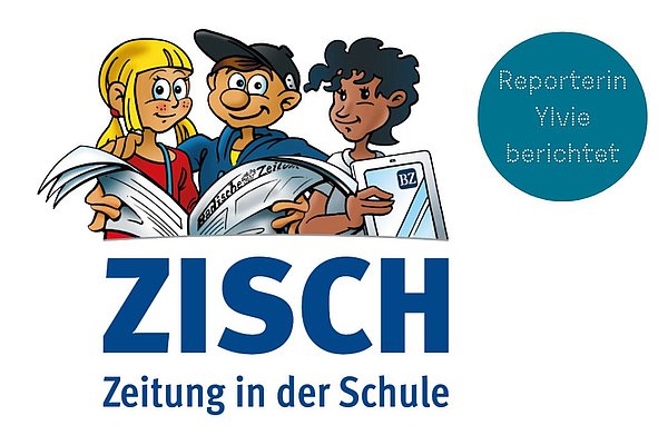 Zisch - Zeitung in der Schule, B. Zetti mit Betti Z. in der Mitte und rechts Bahati Zisch