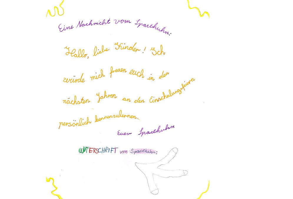 Nachricht vom Spacehuhn der Schöpflin Schule