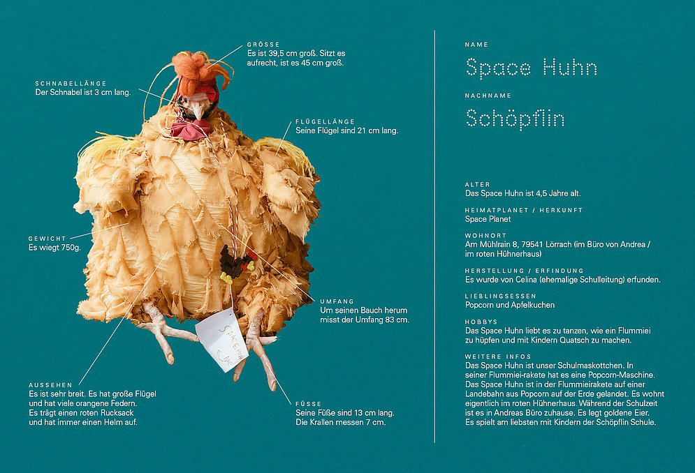 Steckbrief vom Spacehuhn der Schöpflin Schule