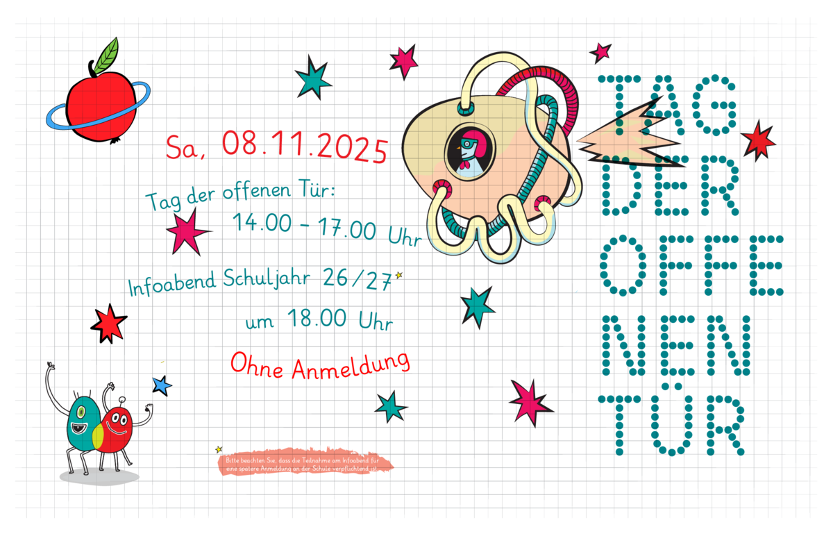 Bunte Grafik mit Daten den Tags der Offenen Tür